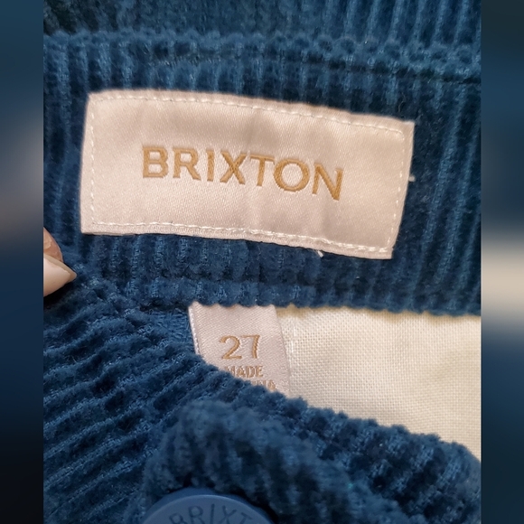 Brixton Women's Blue Corduroy Dark Blue Trouser Pants Size 27 - Picture 7 of 9